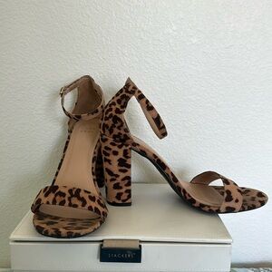 Leopard open toe heels